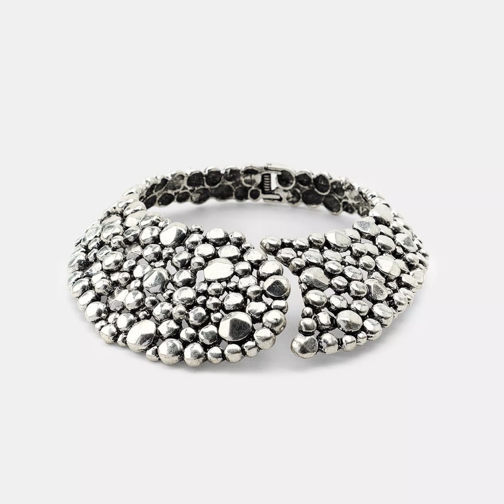 Zara Elegant Silver Statement Necklace NWT - Picture 4 of 6